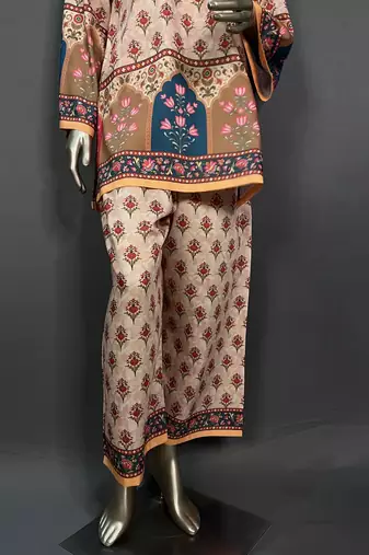 cream printed kurta set