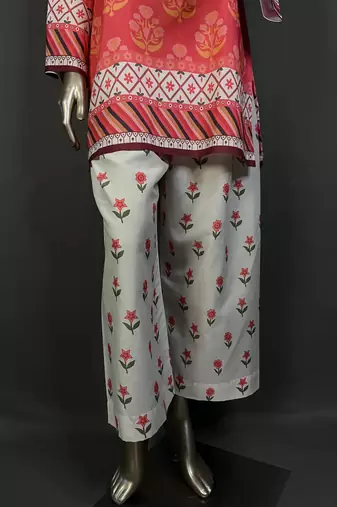 pink printed kurta set