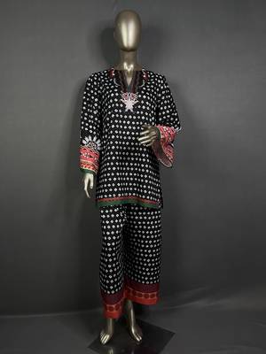 Black bandhani printed kurta set 1