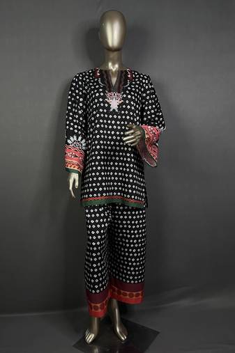 Black bandhani printed kurta set