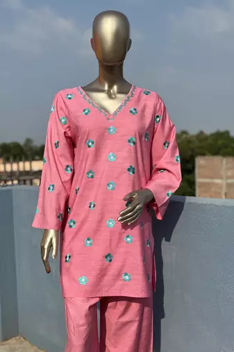 Pink embroidered kurta set
