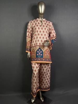 cream printed kurta set 1