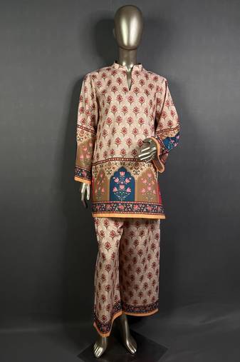 cream printed kurta set