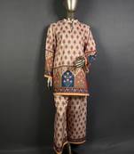 cream printed kurta set