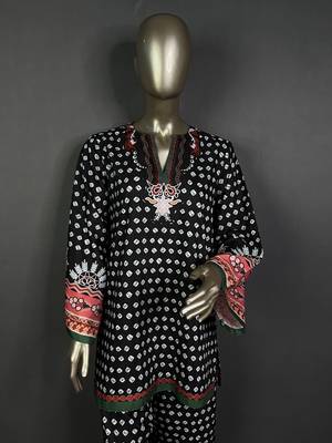 Black bandhani printed kurta set 2