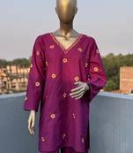 Purple embroidered kurta set
