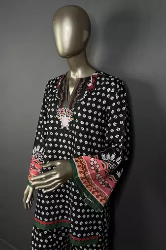 Black bandhani printed kurta set