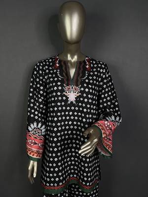 Black bandhani printed kurta set 4