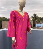 Hot pink embroidered kurta set