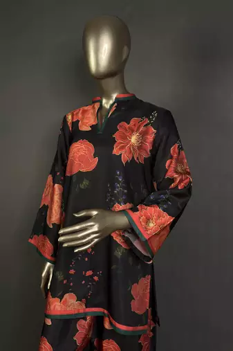 black printed kurta set