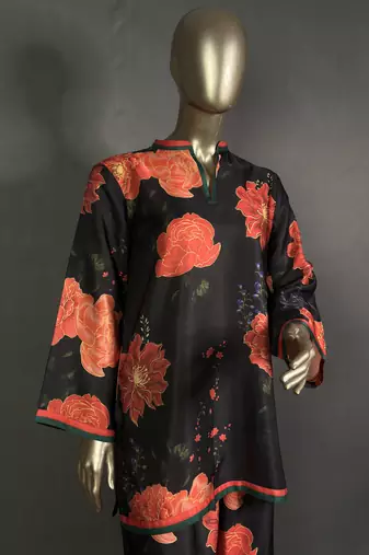 black printed kurta set