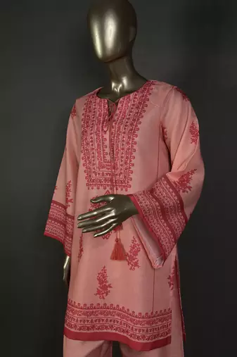 Salmon pink mumtaz oversized printed kurta set