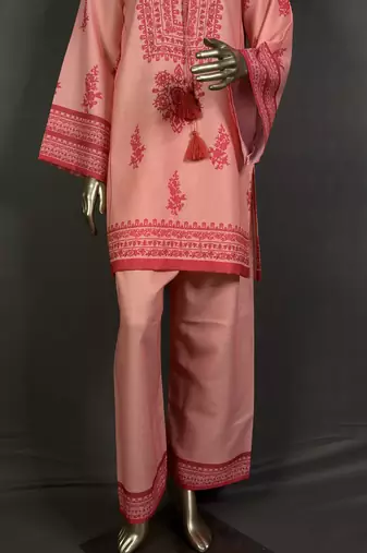 Salmon pink mumtaz oversized printed kurta set