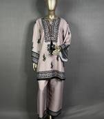 Beige mumtaz oversized printed kurta set