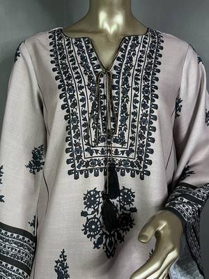 Beige mumtaz oversized printed kurta set 2