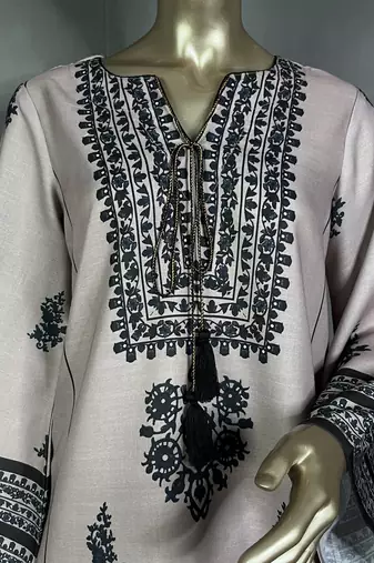 Beige mumtaz oversized printed kurta set