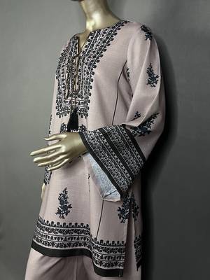 Beige mumtaz oversized printed kurta set 3