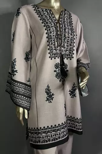 Beige mumtaz oversized printed kurta set