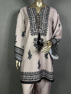Beige mumtaz oversized printed kurta set 5