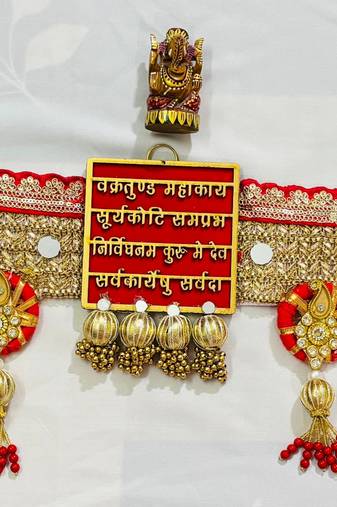 Traditional Decorative Door Toran with Beads, Bells & Floral Embellishments