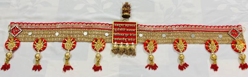 Traditional Decorative Door Toran with Beads, Bells & Floral Embellishments
