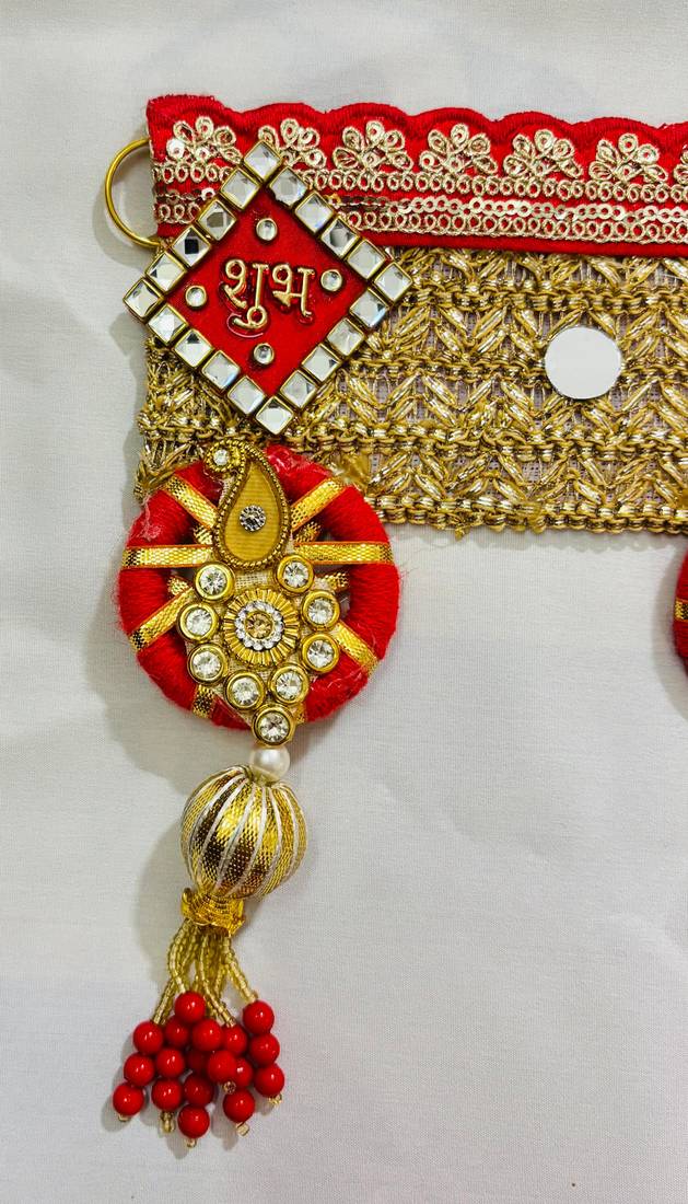Traditional Decorative Door Toran with Beads, Bells & Floral Embellishments
