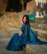 Aakar Turquoise Fleur | Turquoise Blue Handloom Tissue saree
