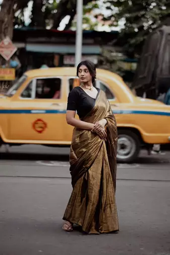 Aakar Swarnika | Gold Handloom Tissue Saree