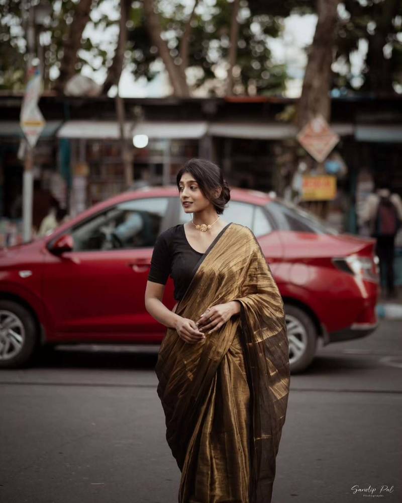 Aakar Swarnika | Gold Handloom Tissue Saree