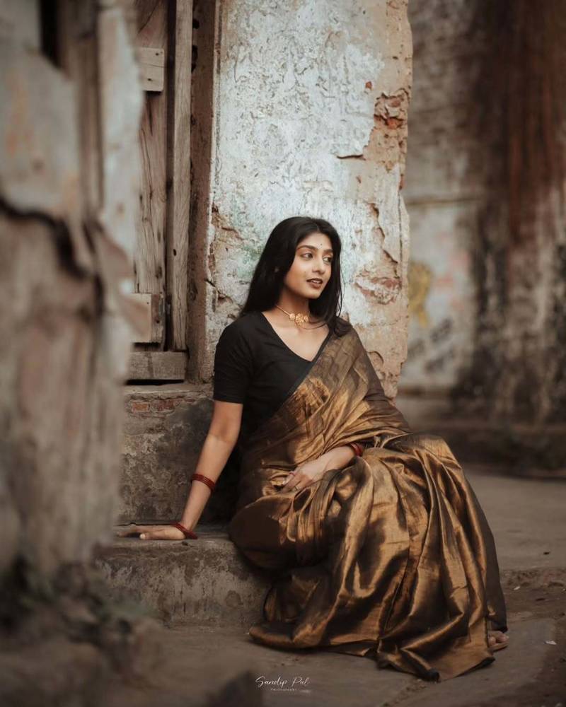 Aakar Swarnika | Gold Handloom Tissue Saree