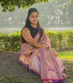 Aakar Sunehri Rush | Gold & Pink Handloom Tissue saree