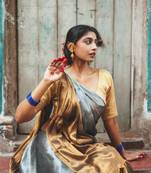 Aakar Swarna Chaand | Gold & Silver Handloom Tissue Saree
