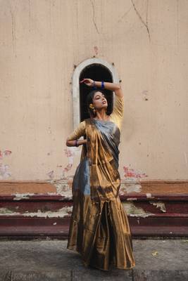 Aakar Swarna Chaand | Gold & Silver Handloom Tissue Saree 2
