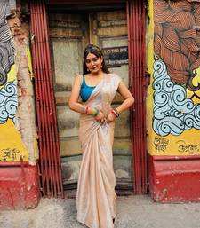 Aakar Creamy Glow | Ivory Handloom Tissue Saree