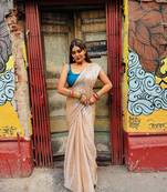 Aakar Creamy Glow | Ivory Handloom Tissue Saree