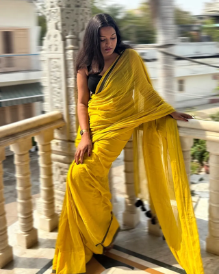 Lime Yellow  Handloom  Cotton Saree 1