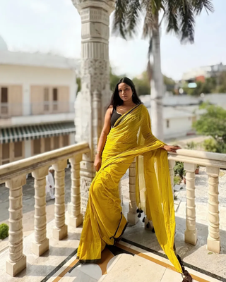Lime Yellow  Handloom  Cotton Saree 4