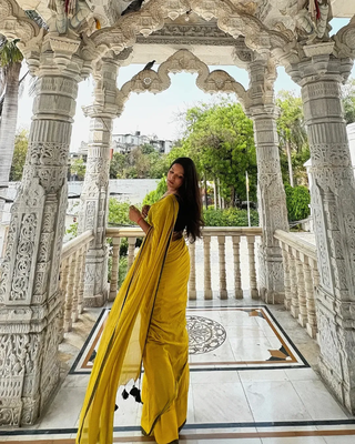 Lime Yellow  Handloom  Cotton Saree 5