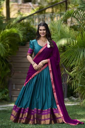Rama Poly Cotton South Indian Style Lehenga Choli Set