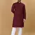 Maroon chikankari poly rayon straight kurta for men