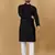 Black chikankari poly rayon straight kurta for men