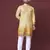 Yellow poly rayon crochet printed kurta for men