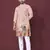 Peach poly rayon crochet printed kurta for men