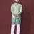Mint green rayon crochet printed kurta for men