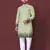 Green poly rayon crochet printed kurta for men