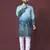 ombre blue poly rayon crochet printed kurta for men