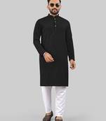 Black jecquard polyster kurta for men