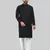 Black jecquard polyster kurta for men