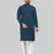 Teal Blue jecquard polyster kurta for men