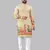 Yellow poly rayon crochet floral printed kurta for men